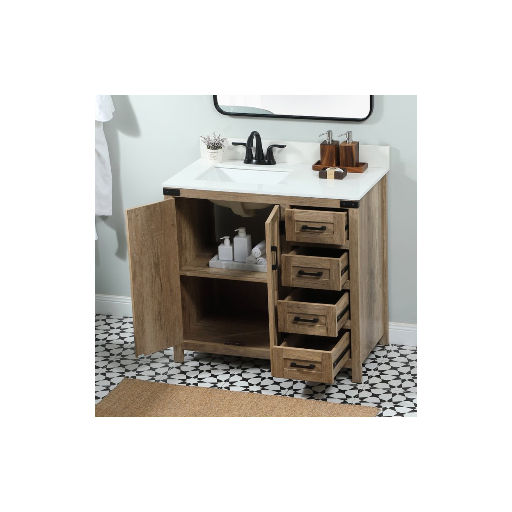 Slayton 36'' Single Bathroom Vanity, Natural Oak