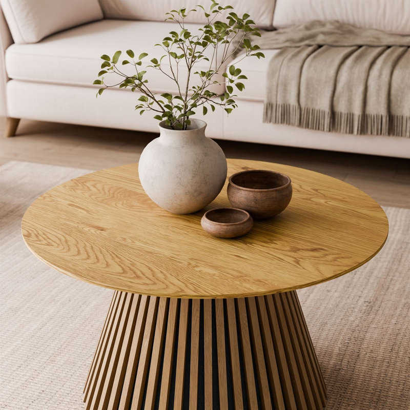 Pedestal Coffee Table, Natural Oak, Wood