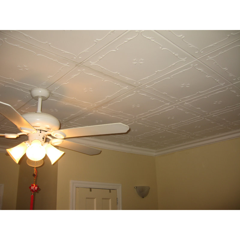 Carreau de plafond blanc en polystyrène 1,63 pi x 1,63 pi