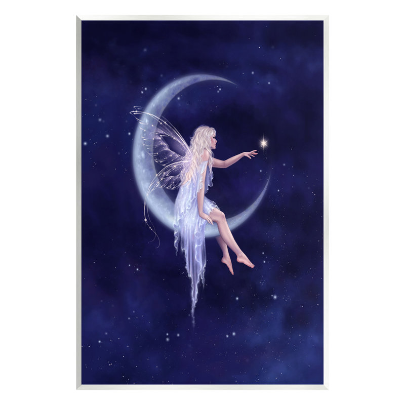 Art mural fée et croissant de lune par Rachel Anderson, H 15 po x l 10 po