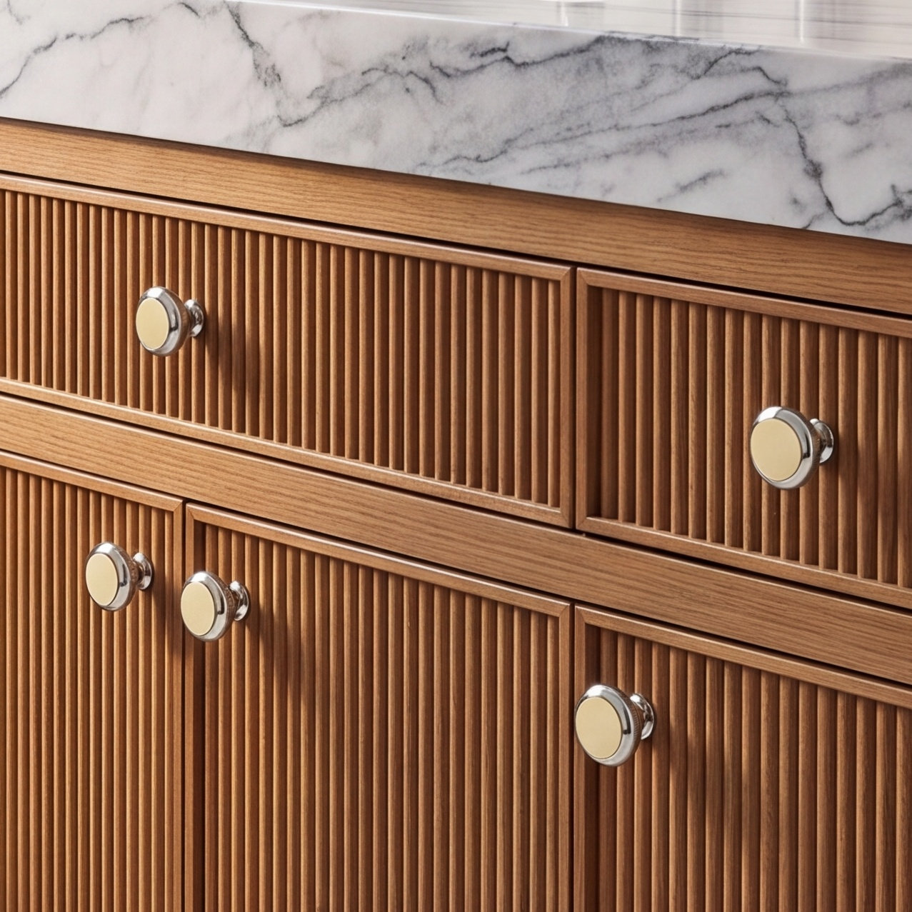 CK Series Two-Tone Cabinet Knob, Polished Chrome/Brass