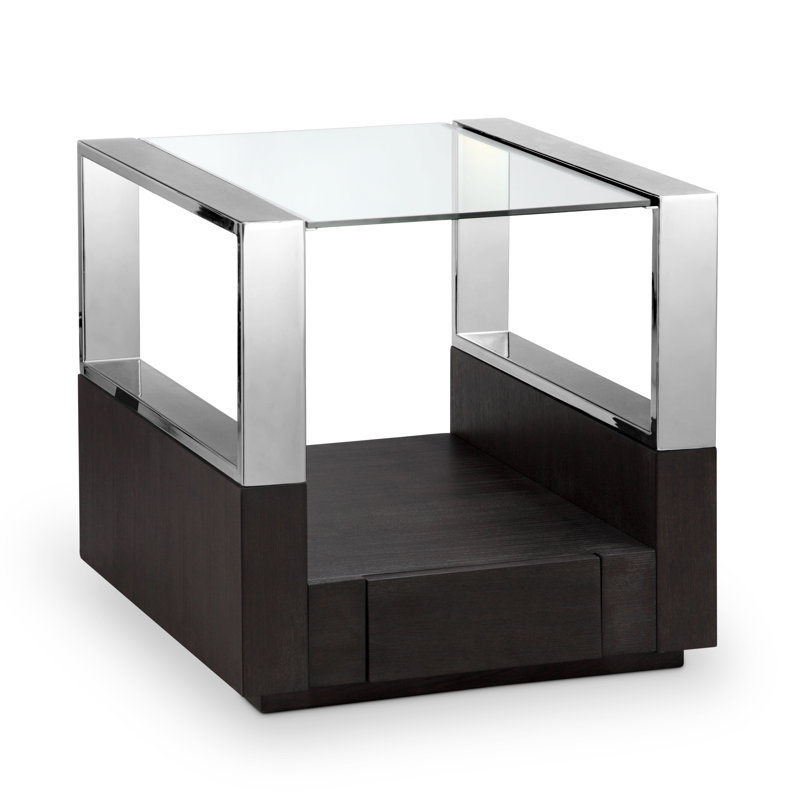 Ahlers Glass Top End Table with Storage