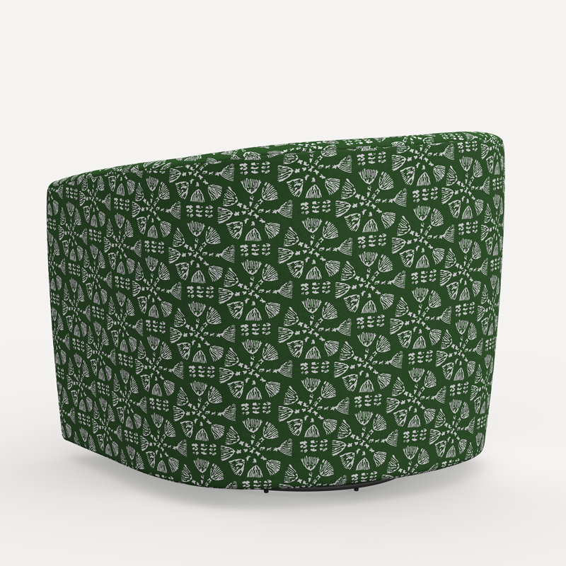 Amrit Swivel Chair, Jr Pratham Green Geometric Linen