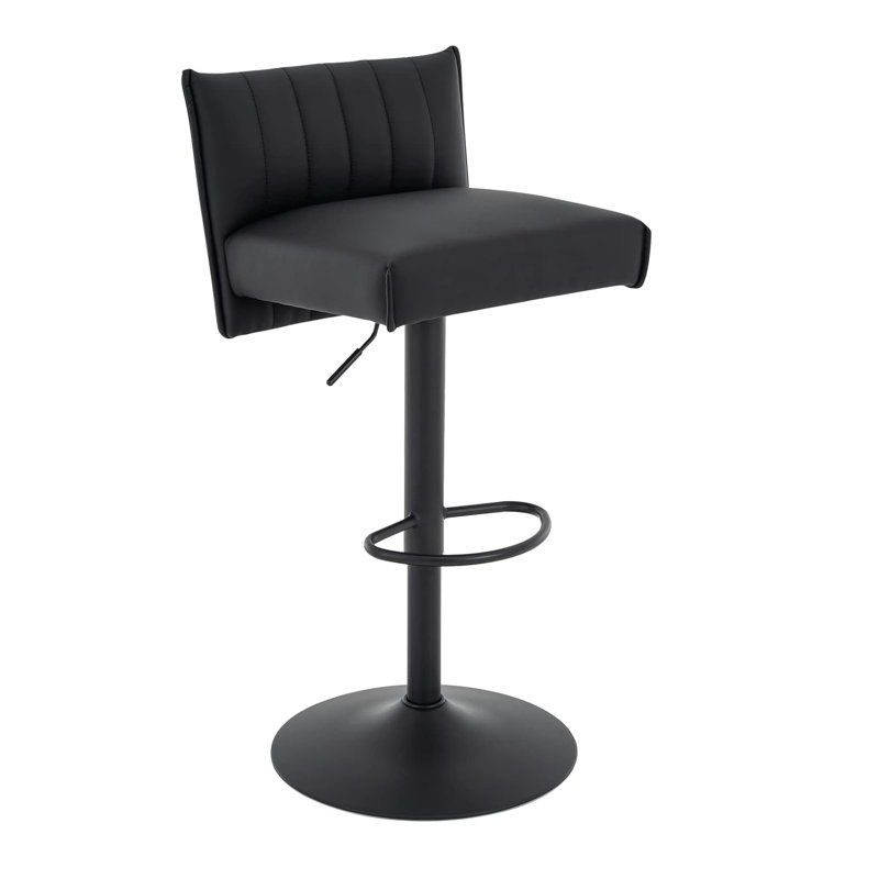Bar Stool, Couch Spring Seat, Adjustable Swivel Pu Leather Barstools With Low Back, Armless Counter Height Bar Chair
