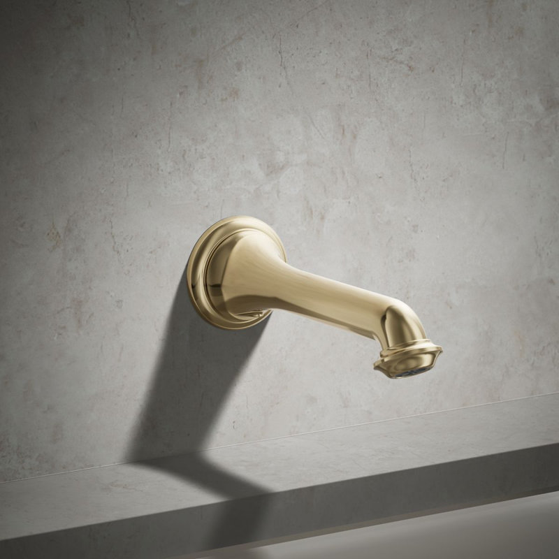 Artifacts Wall-Mount Bath Spout with Turned Design, Gold