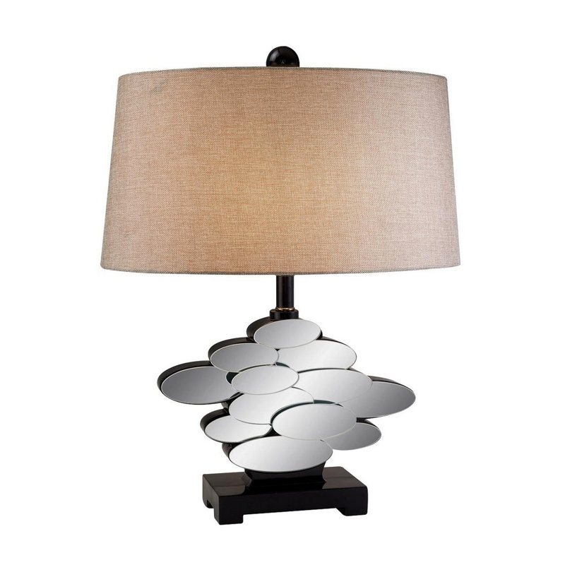 Lampe de table haute en polyrésine de 25,5 po avec finition bronze et détails en verre - Éclairage décoratif pour le salon et la chambre à coucher