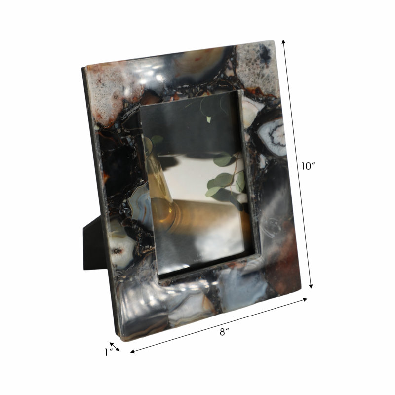 Modern Photo Frame With Stone Glass Metal Wood and Agate in Mixed-Material Design Showcasing Contemporary Style and Unique Craftsmanship with Natural Textured Accents for Modern Interiors