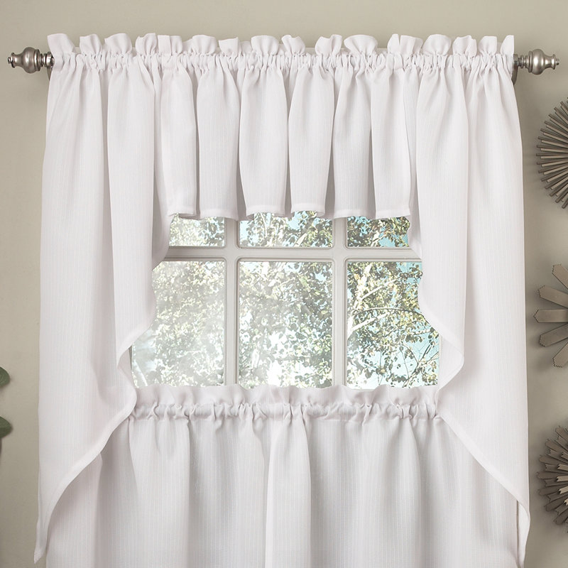 Ennis Swag Kitchen Curtain Set of 2, White