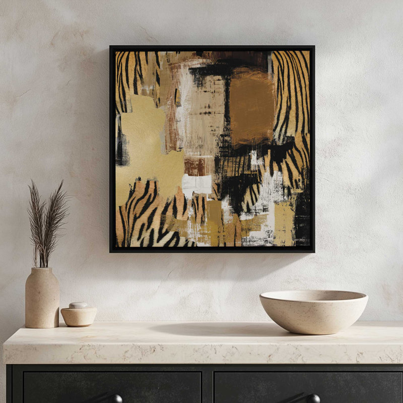 Abstract Safari I by Amber Sterling Art Print, L 30 po x H 30 po, Noir, Toile avec cadre