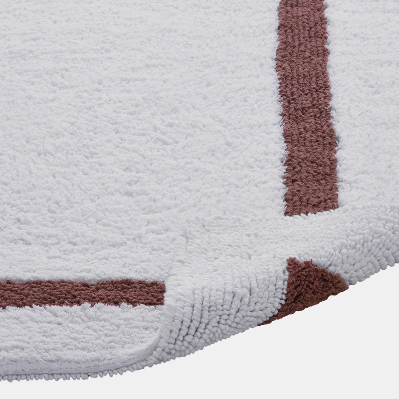 Broshous Premium 100% Cotton 2370 GSM 2-Piece Bath Rug Set, Ultra Plush Tufted Bathroom Mats, Super Absorbent OEKO-TEX® Certified, Reversible, Machine Washable, Spa-Like Comfort, White/Pink