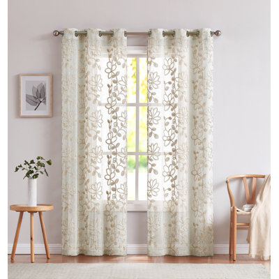 Paire de rideaux semi-transparents avec œillets Carston