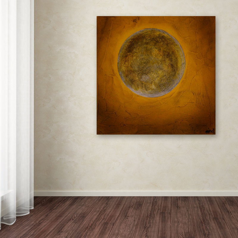 Golden Moon Abstract Canvas Art Print, 18" x 18"