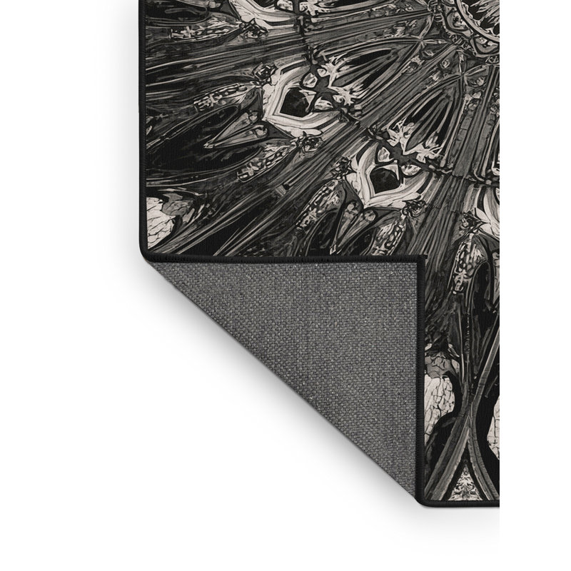 Tapis moelleux moelleux et orné de marbre Glam en noir - reliure noire, 2 x 4