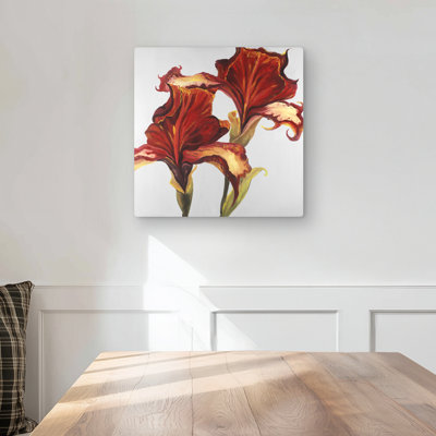 Lilies with Fall Colors - Gray Floral Metal Print for Home Decor
