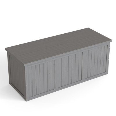 112 Gallon Outdoor Wooden Deck Box Solid Wood Storage Box Seat & Table Top for Patio Furniture Cushions, Pool Toys & Garden Tools by shinyswan