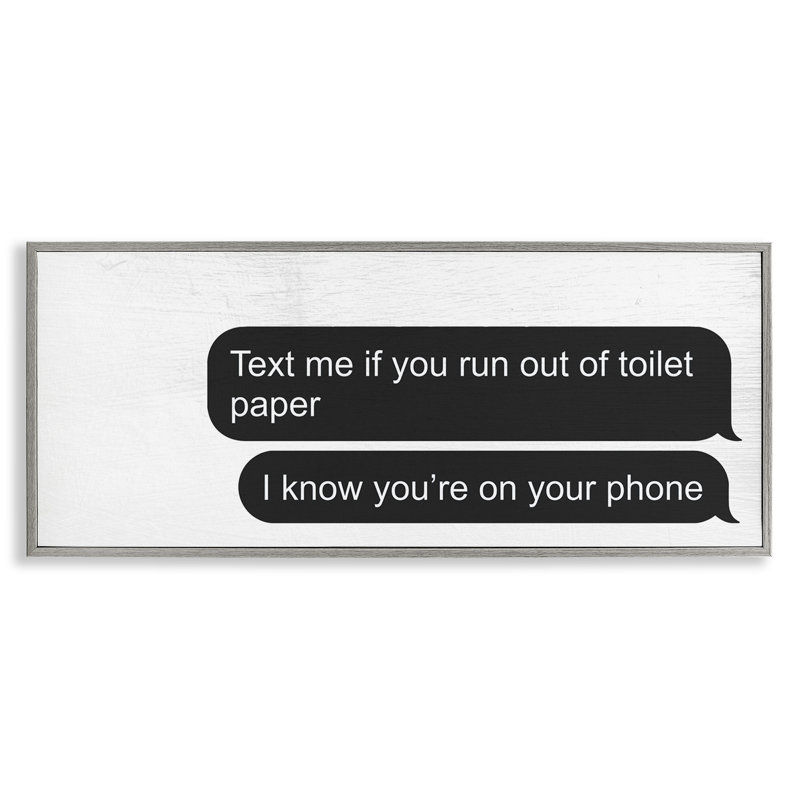 «Rustic Bathroom Humor», impression numérique sur toile encadrée par Daphne Polselli, Giclée encadrée noir minuit