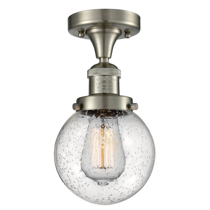 Araujo Glass Semi Flush Mount, No Bulb Included, Seedy, Brushed Satin Nickel