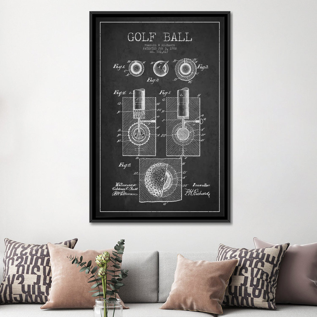 " Golf Ball Charcoal Patent Blueprint " by Aged Pixel East Urban Home Mat 
