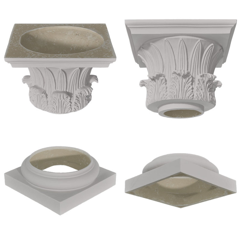 Colonne ronde Endura-Stone, 10 po de diamètre x H 9 pi, Base toscane et temple du vent Capitale