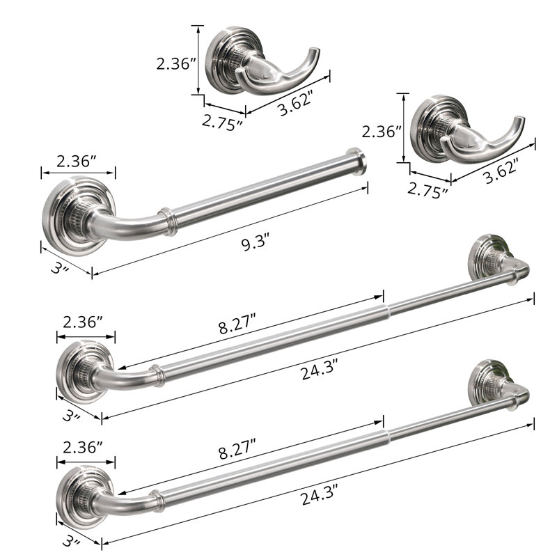 5 - Piece Bathroom Hardware Set, Brushed Nickel