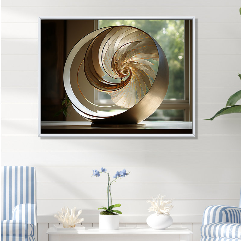 «Bronze Beauty Nautilus Vortex» sur toile, H 30 po x l 40 po x P 1,5 po, Cadre flottant blanc