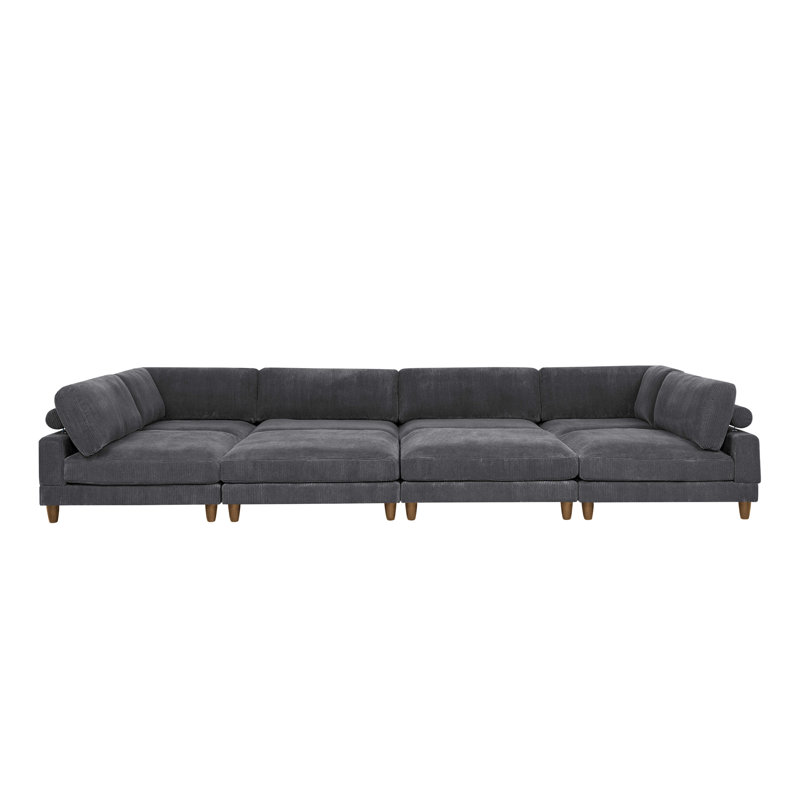 Canapé modulaire à large assise en velours côtelé, Dark Grey