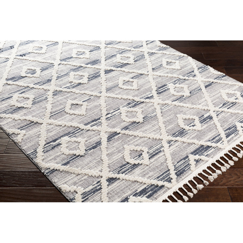 Highpoint Geometric Gray/Cream Area Rug, Rectangle 5'3" x 7'3"