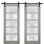 Sturdy Double Barn Door with Frosted Glass Quadro 4002 Ginger Ash 13FT Rail Hangers Heavy Set Solid Panel Interior Doors-36" x 96" (2* 18x96)-Black Rail