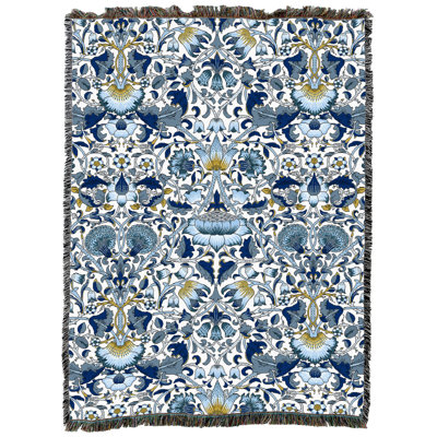 Pure Country Weavers William Morris Lodden Cornflower Blanket XL - Arts & Crafts - Gift Tapestry Throw Woven from Cotton - Made in the USA (82x62)