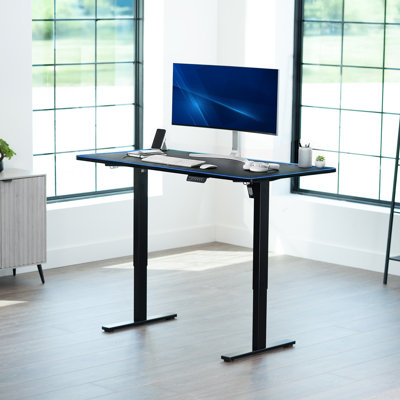  Electric 60” x 30” Stand Up Desk with RGB, Black Table Top, Black Frame
