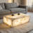 Natural Marble Rectangular Coffee Table - Modern Luxury With Dimmable Led Glow-598363334