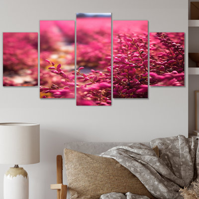 Fushia Blooming Abstraction I - ensemble de reproductions d'art mural en métal floral