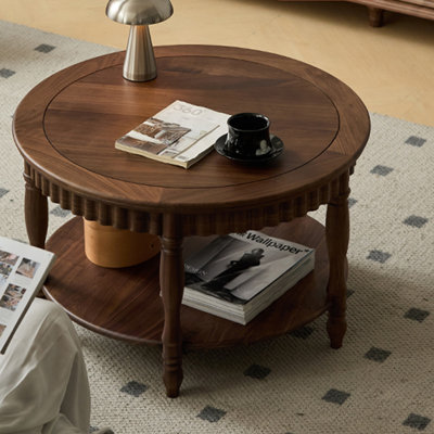 Black Walnut Double - Tier Round Table