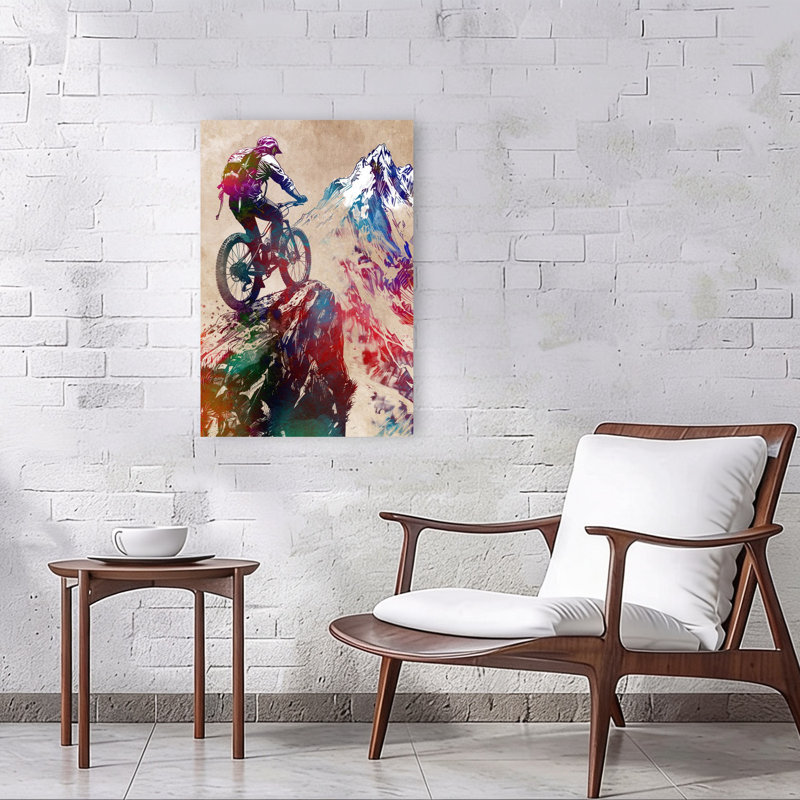 Montagne, sommet de motard coloré, paysage abstrait, montagne, art mural, 36" H x 24" W