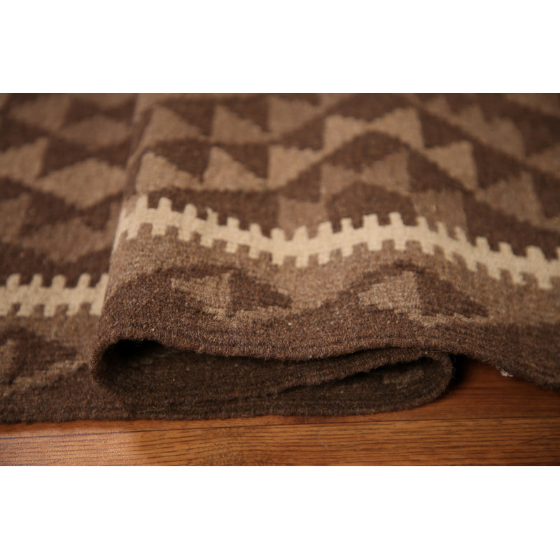 Reversible Kilim Brown Wool Rug 3x5
