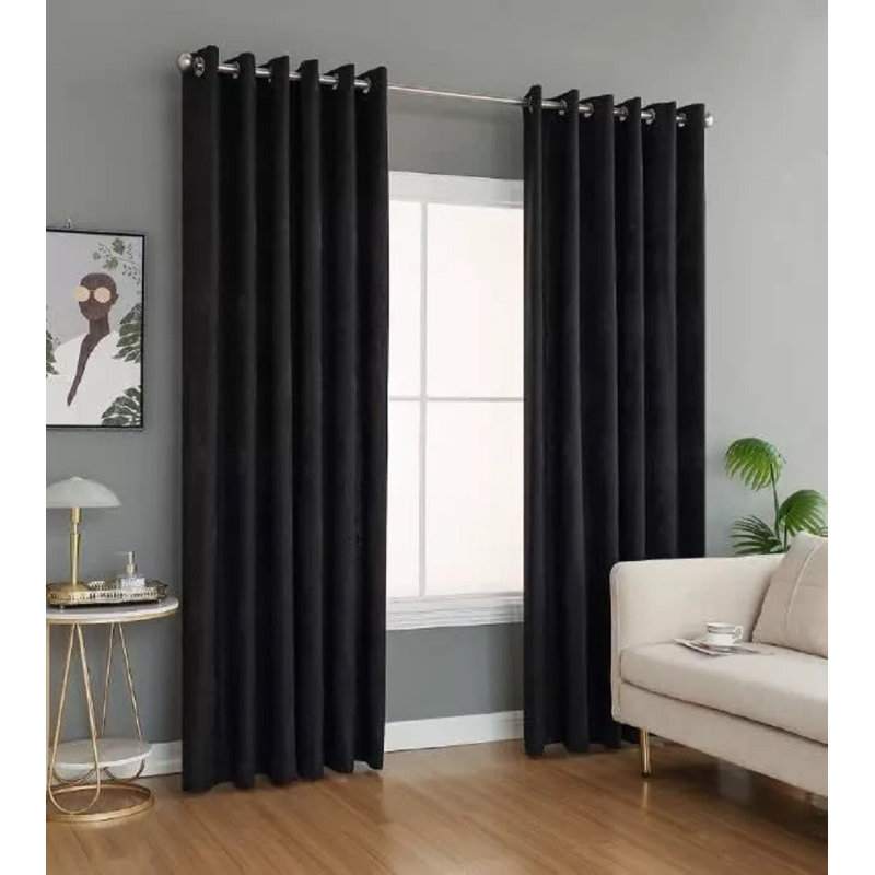 Vacaville Room Darkening Curtain Panel Pair, Black, 66cm W x 54cm L