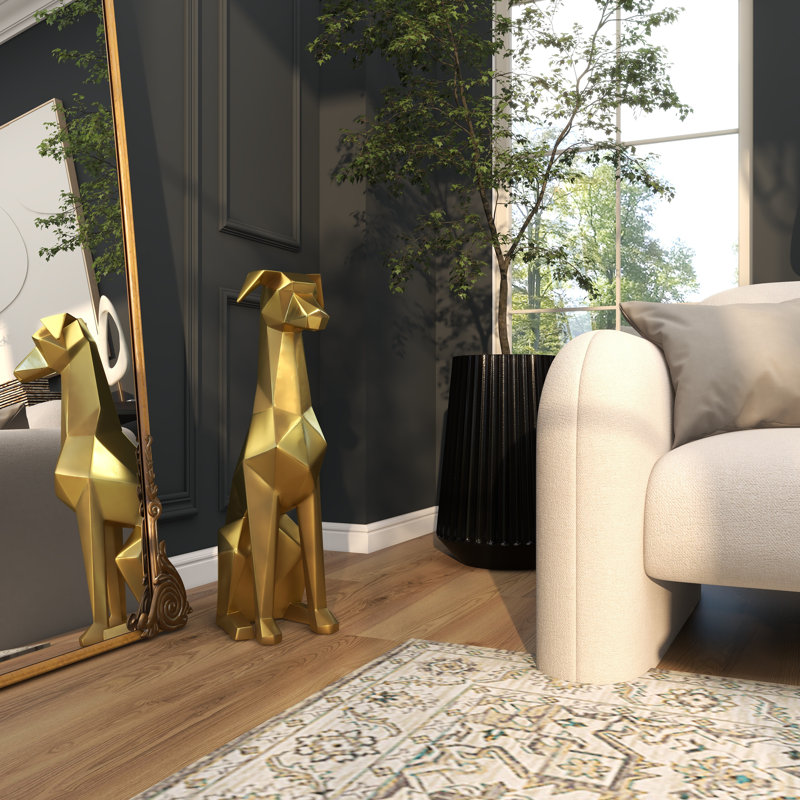 Gold Geometric Resin Dog Sculpture