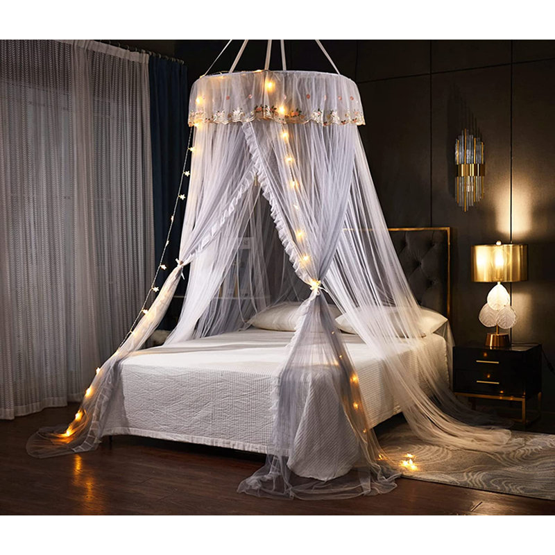 Bed Canopy, Gray/White