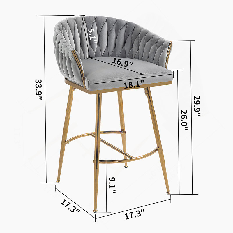 Tabourets de bar Rukja, Flanelle grise