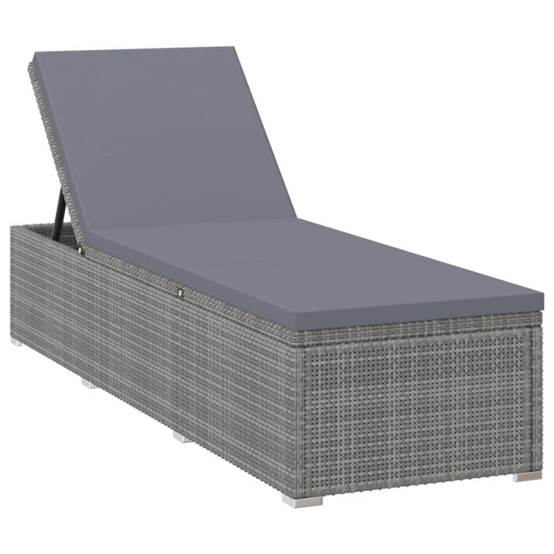 Silvestro 78" Long Single chaise with Cushions, Gray, Light Brown