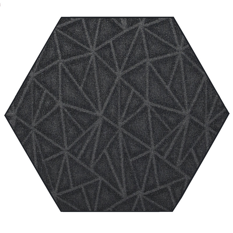 Tapis à motif raffiné raffiné gris foncé, Hexagone 5 pi