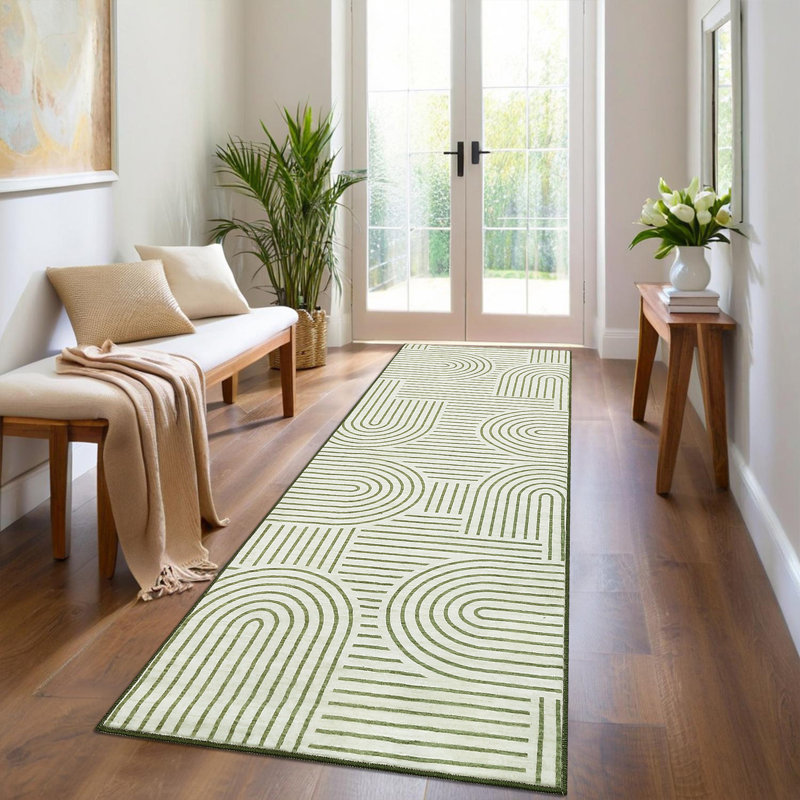 Modern Rainbow Striped Machine Washable Rug Stain Resistant Easy Cleaning Indoor Carpet With Non-Slip Backing Low Pile Floor Cover Non Shedding Folding Rug