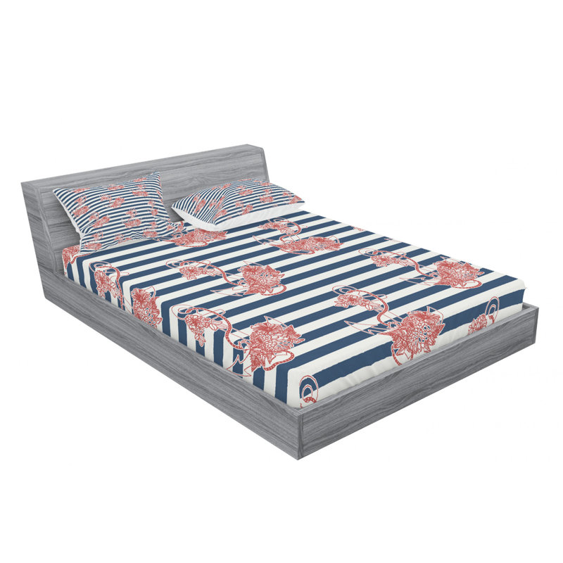 Microfiber Striped Sheet Set, Queen Sheet Set with Fitted Sheet