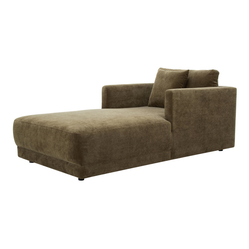 Bryn Chaise Lounge, Moss Olive Green Performance Chenille