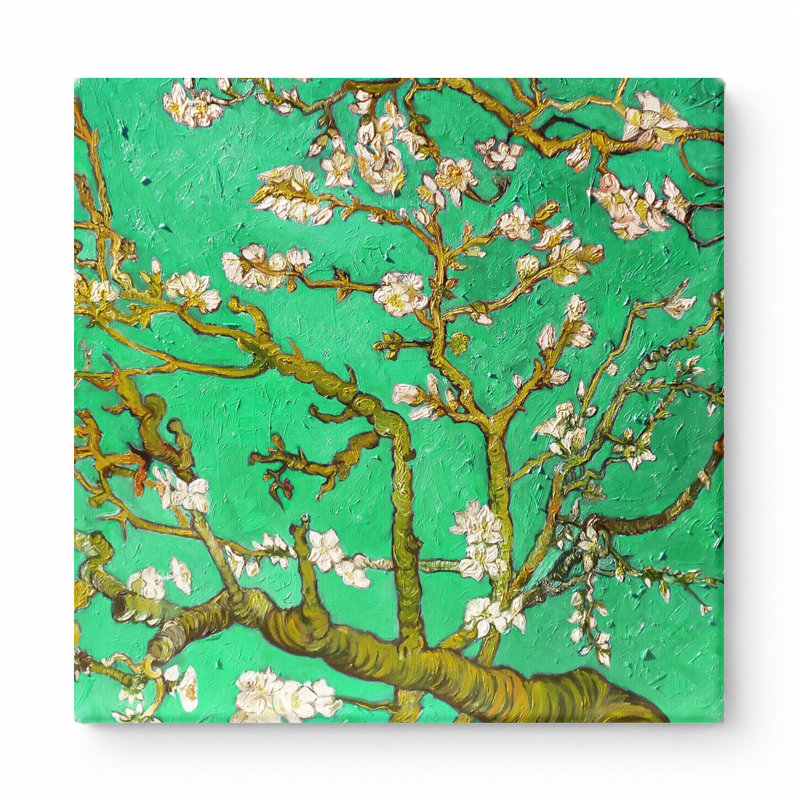 Fleurs d'amandier (1890) - art mural carré sur toile, 12" W x 12" H