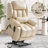 Power Lift Recliner Chair Dual Motor, Infinite Position Lay Flat Recliners for Adult & Elderly with Heat & Massage, Large, Type-C Charge, Lumbar Pillow for Living Room, Leather (Beige)-1216181077