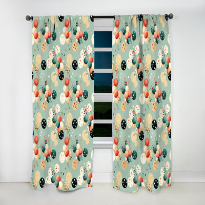 Coral And Blue Elegant Polka Dots Bliss - Abstract Curtain - Velvet Room Darkening Curtain - 1 Panels