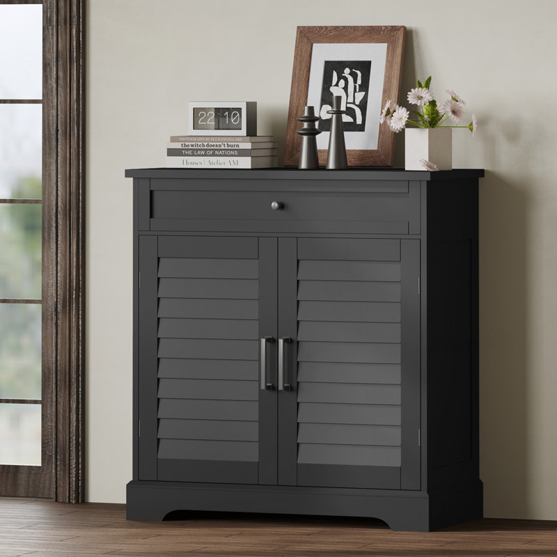 Armoire d'appoint 2 tiroirs avec tiroir, Noir