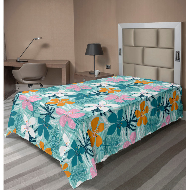 Drap plat à motif floral bohème Ambesonne