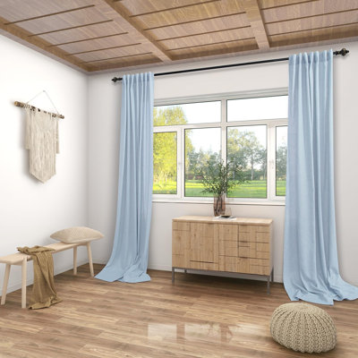 Light Blue Curtains For Bedroom Living Room 84 Inches Long,Sheer Linen Semi Light Filtering Back Tab Curtains 84 Inch Length 2 Panels Set